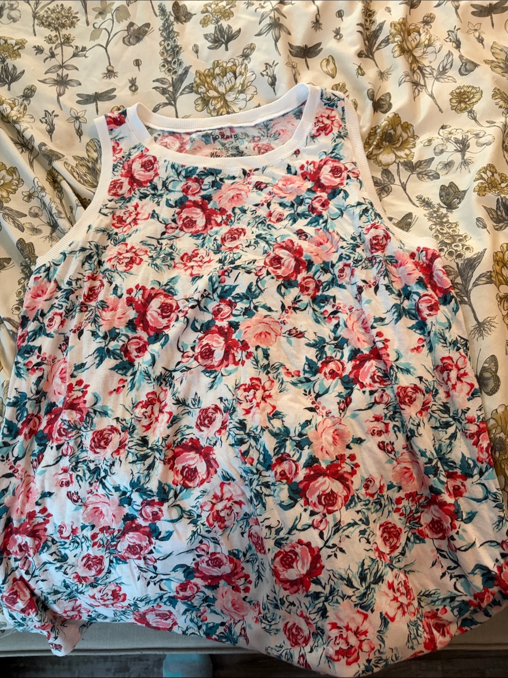 Torrid Floral Sleeveless Tank Top - Pink Rose Print
